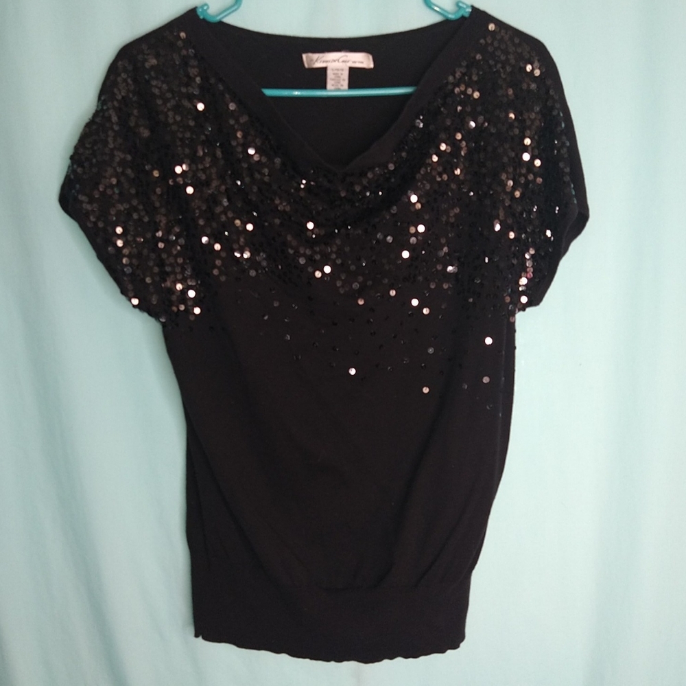 Kenneth Cole sequined black sweater festive